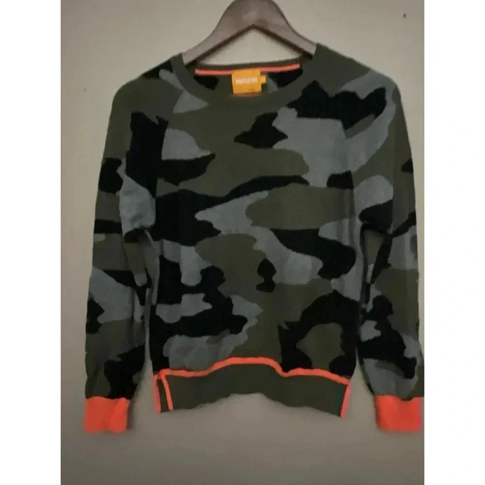 Camouflage Sweater with Orange Accents